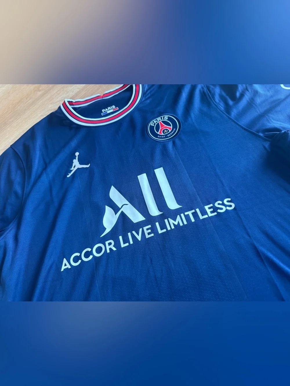 Jordan Navy PSG Men's Soccer Jersey with Leo Messi signature valuable